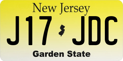 NJ license plate J17JDC