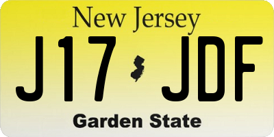 NJ license plate J17JDF