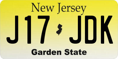 NJ license plate J17JDK