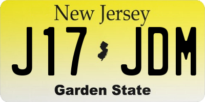NJ license plate J17JDM