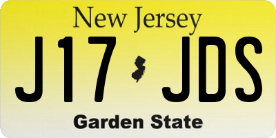 NJ license plate J17JDS
