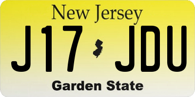 NJ license plate J17JDU