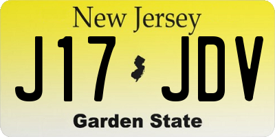 NJ license plate J17JDV