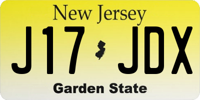 NJ license plate J17JDX