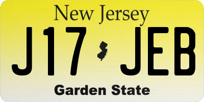 NJ license plate J17JEB