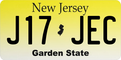 NJ license plate J17JEC
