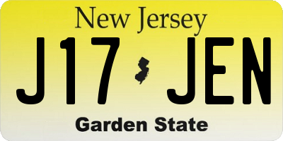NJ license plate J17JEN