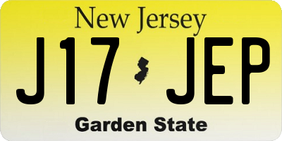 NJ license plate J17JEP
