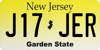 NJ license plate J17JER