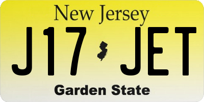 NJ license plate J17JET