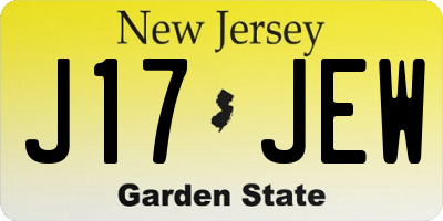 NJ license plate J17JEW