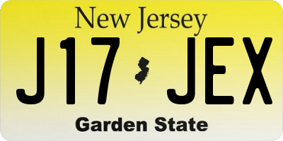NJ license plate J17JEX