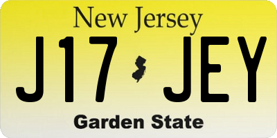 NJ license plate J17JEY