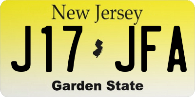 NJ license plate J17JFA