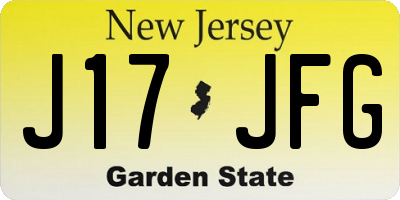 NJ license plate J17JFG