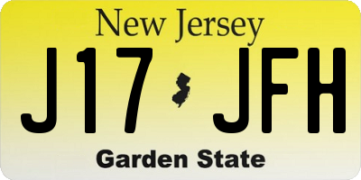 NJ license plate J17JFH