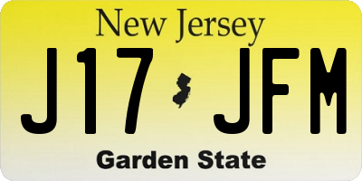 NJ license plate J17JFM
