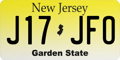 NJ license plate J17JFO