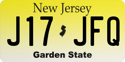NJ license plate J17JFQ