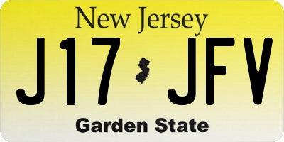 NJ license plate J17JFV