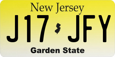 NJ license plate J17JFY