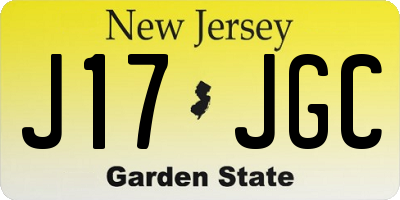NJ license plate J17JGC