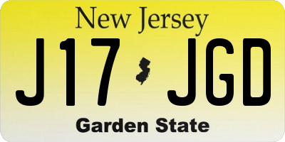 NJ license plate J17JGD