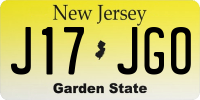 NJ license plate J17JGO