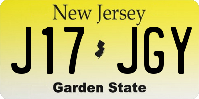 NJ license plate J17JGY
