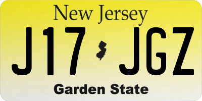NJ license plate J17JGZ