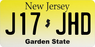 NJ license plate J17JHD