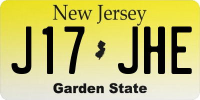 NJ license plate J17JHE