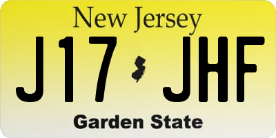 NJ license plate J17JHF