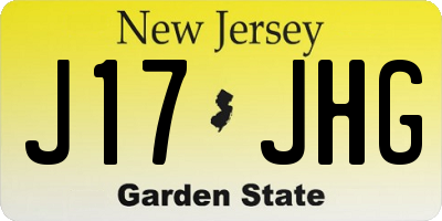 NJ license plate J17JHG