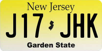 NJ license plate J17JHK