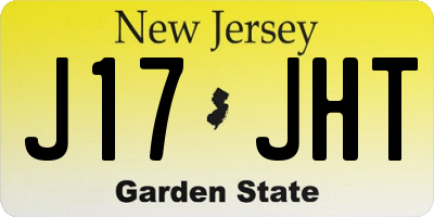 NJ license plate J17JHT