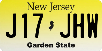 NJ license plate J17JHW