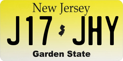 NJ license plate J17JHY