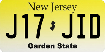NJ license plate J17JID