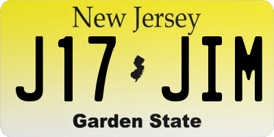 NJ license plate J17JIM