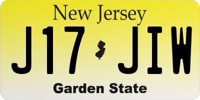 NJ license plate J17JIW