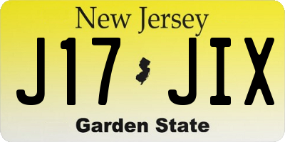 NJ license plate J17JIX