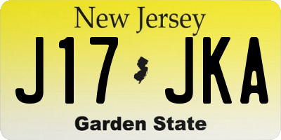 NJ license plate J17JKA