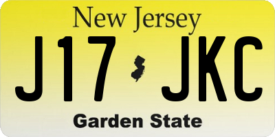 NJ license plate J17JKC