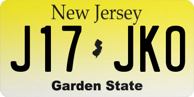 NJ license plate J17JKO