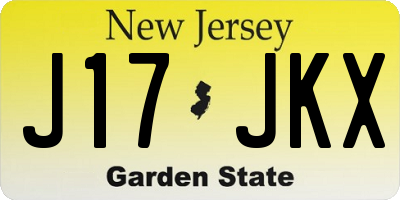 NJ license plate J17JKX