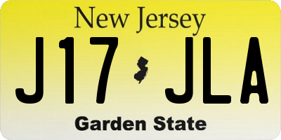 NJ license plate J17JLA
