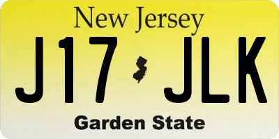 NJ license plate J17JLK