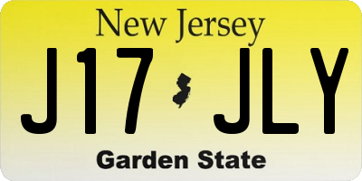 NJ license plate J17JLY