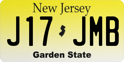 NJ license plate J17JMB